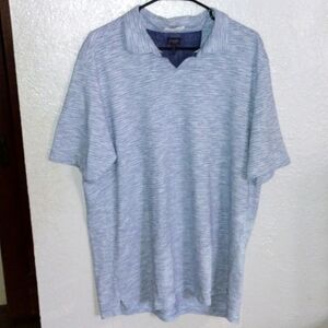 Blue and White Striped 100% Cotton Good Man Short Sleeved Collared Shirt XXL